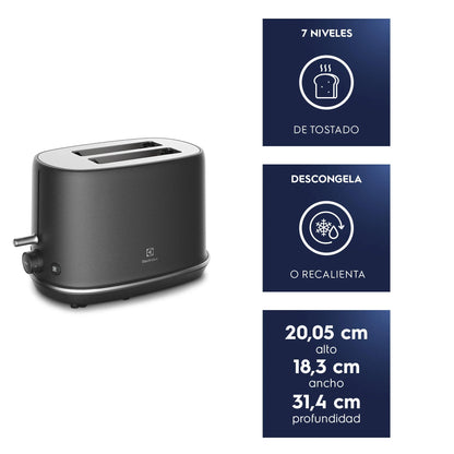 Tostador 2 Rebanadas 7 Niveles de Tostado TOP70 Acero Inoxidable Electrolux-Tostadores