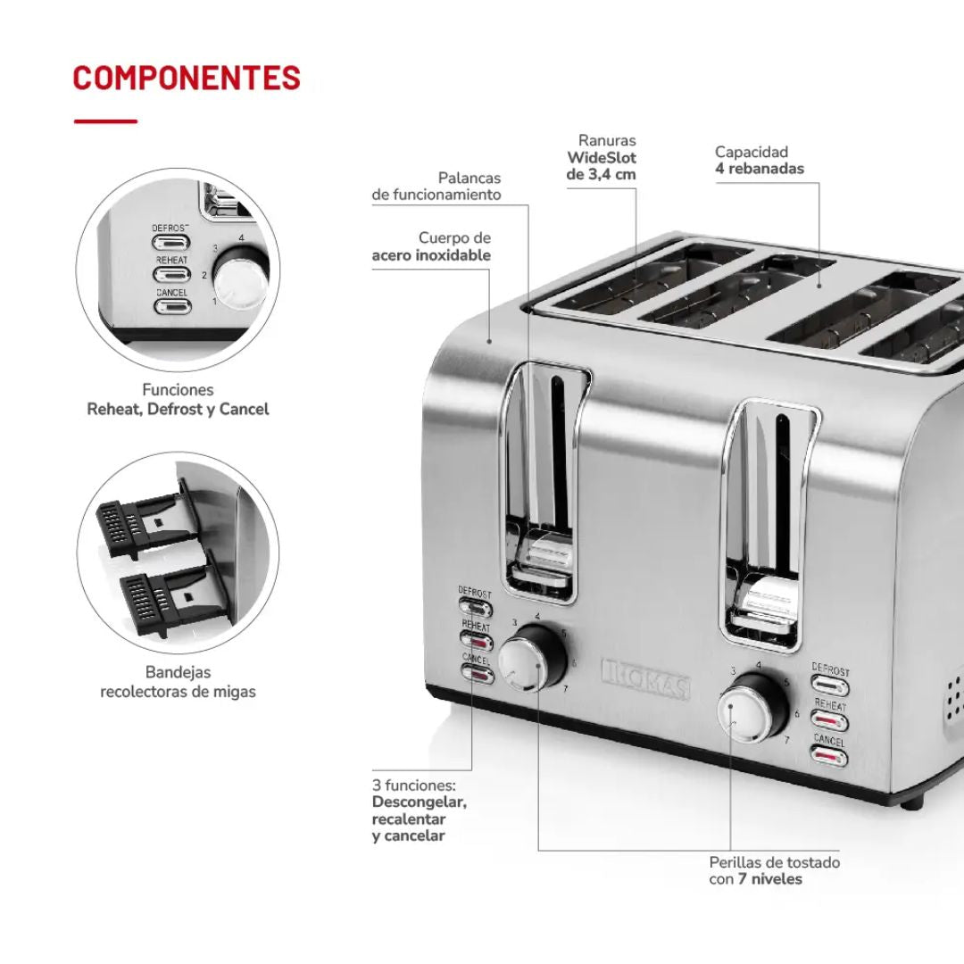 Tostador Eléctrico 4 Rebanadas TH-133i Thomas8#Metal
