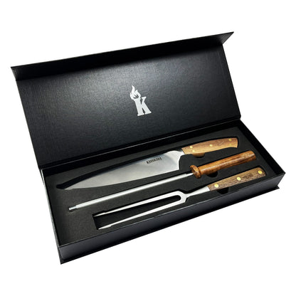 Trilogía Cuchillo Catemu + Pincho Pro + Astil Edición Limitada Black Kangkawe1#Acero