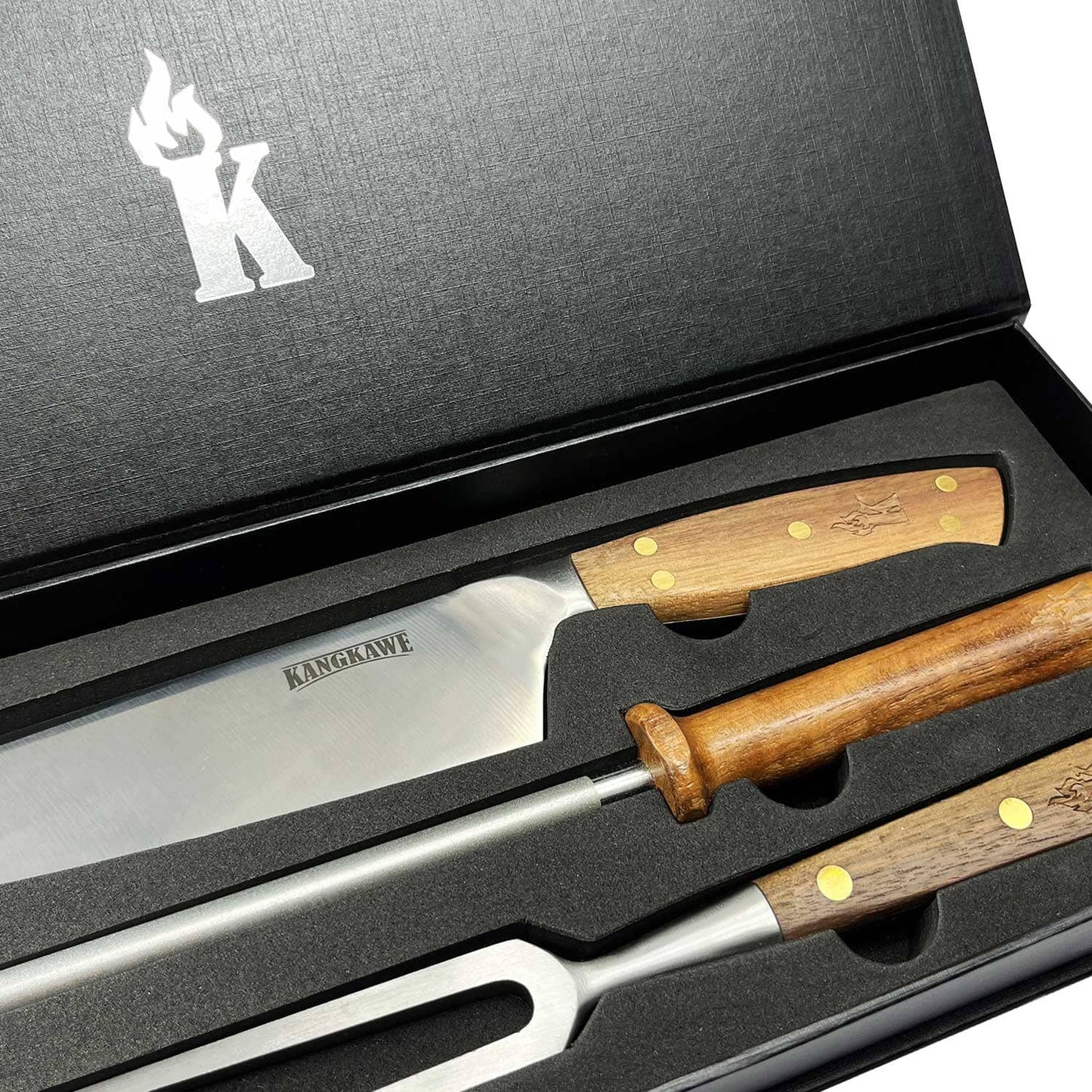 Trilogía Cuchillo Catemu + Pincho Pro + Astil Edición Limitada Black Kangkawe4#Acero