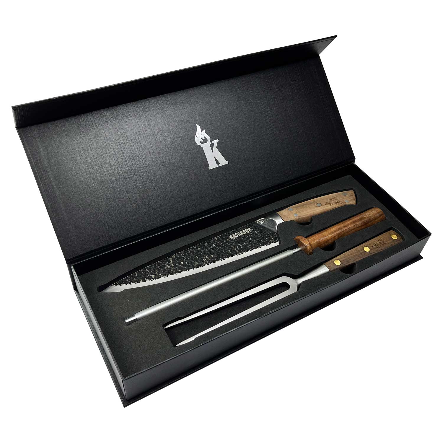 Trilogía Cuchillo Curacaví + Pincho Pro + Astil Edición Limitada Black Kangkawe1#Acero