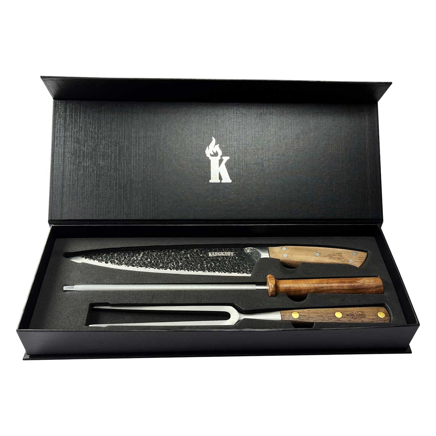 Trilogía Cuchillo Curacaví + Pincho Pro + Astil Edición Limitada Black Kangkawe3#Acero