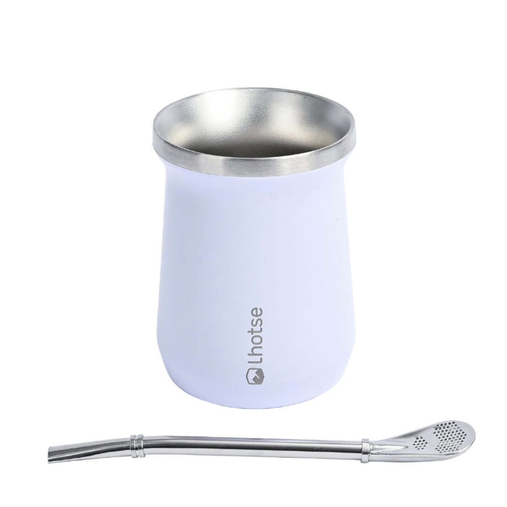 Mate Acero Inoxidable Con Bombilla Lhotse7#Blanco