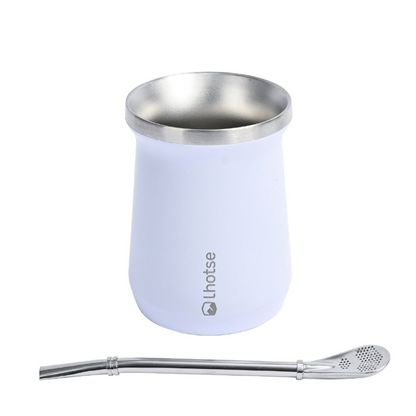 Mate Acero Inoxidable Con Bombilla Lhotse7#Blanco