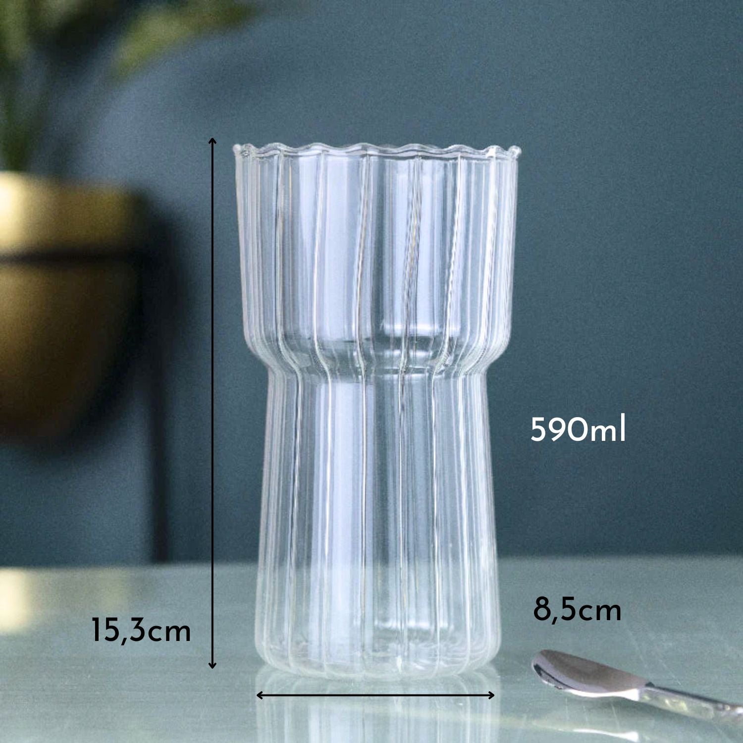 Vaso Estriado Alto 590ml Santú Home & Deco4#Blanco