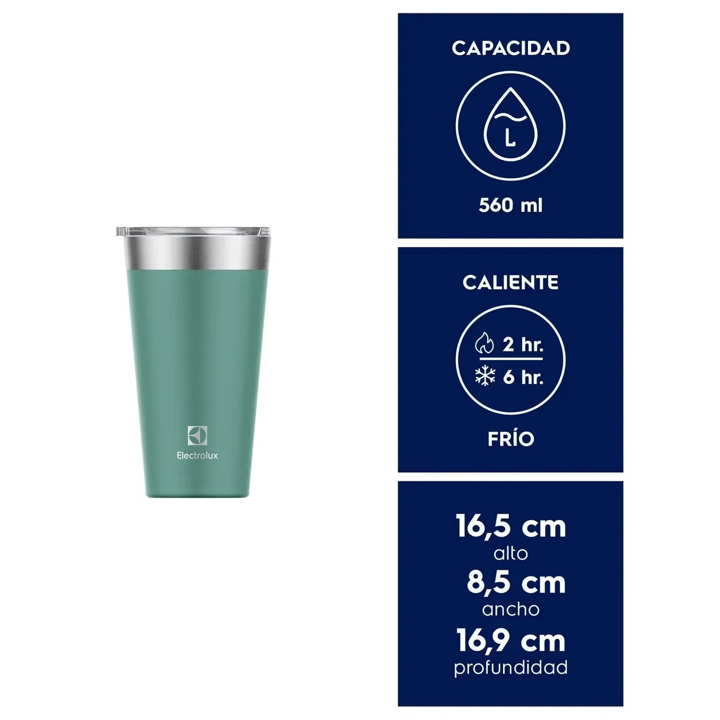 Vaso Térmico Mug 560 ml con Tapa Sense Electrolux7#Verde