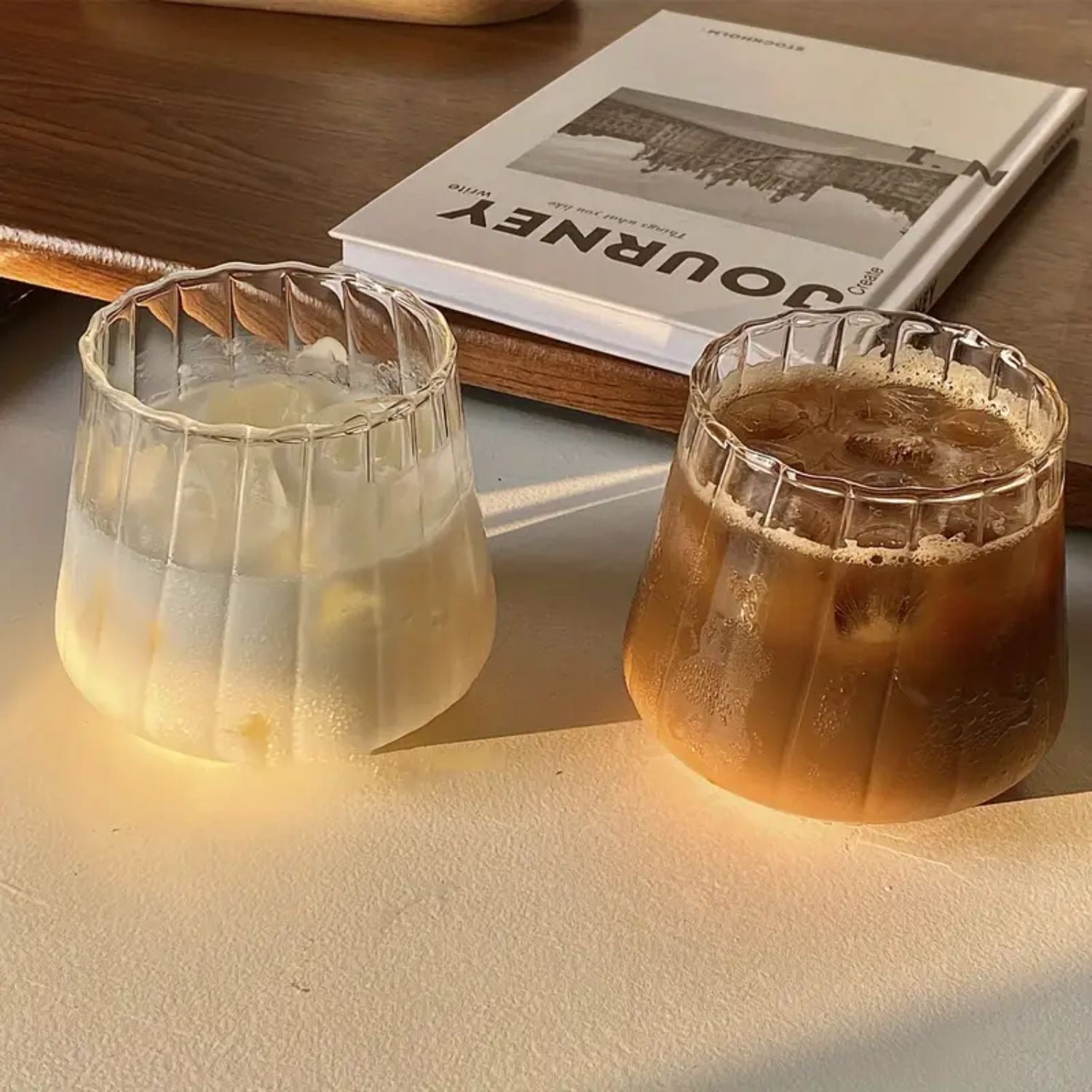 Set 2 Vasos Vidrio Acanalado 350ml Santú Home & Deco1#Blanco