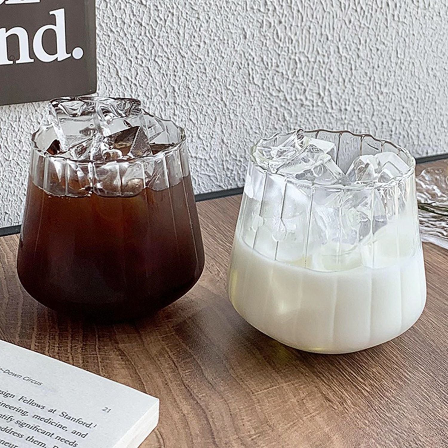 Set 2 Vasos Vidrio Acanalado 350ml Santú Home & Deco6#Blanco