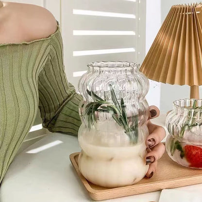 Vaso Vidrio Relieve + Bombilla 800ml Santú Home & Deco5#Blanco