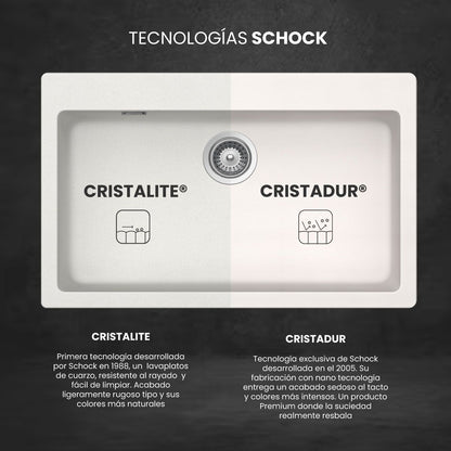 Lavaplatos Bajo/Sobre Cubierta Cuarzo Virtus N 100 XS Schock5#Negro