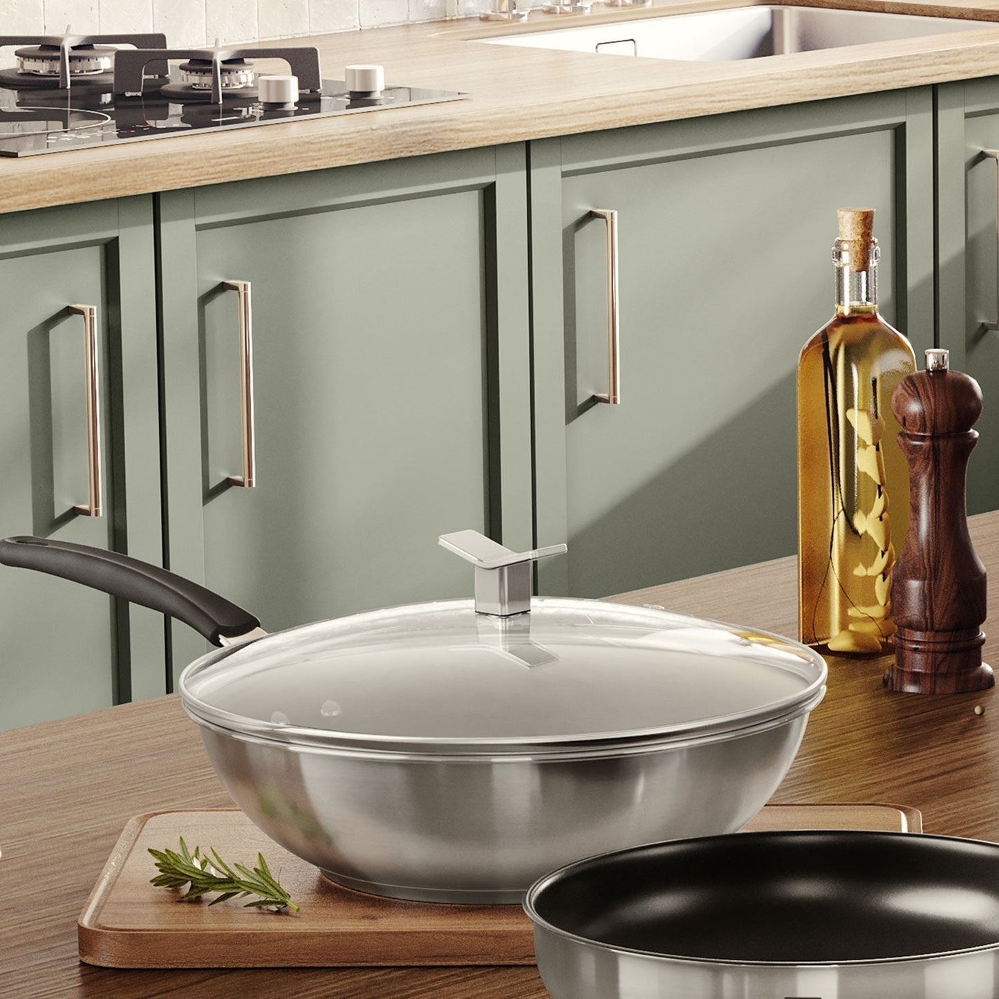 Wok Antiadherente con Tapa 28 cm Electrolux2#Gris