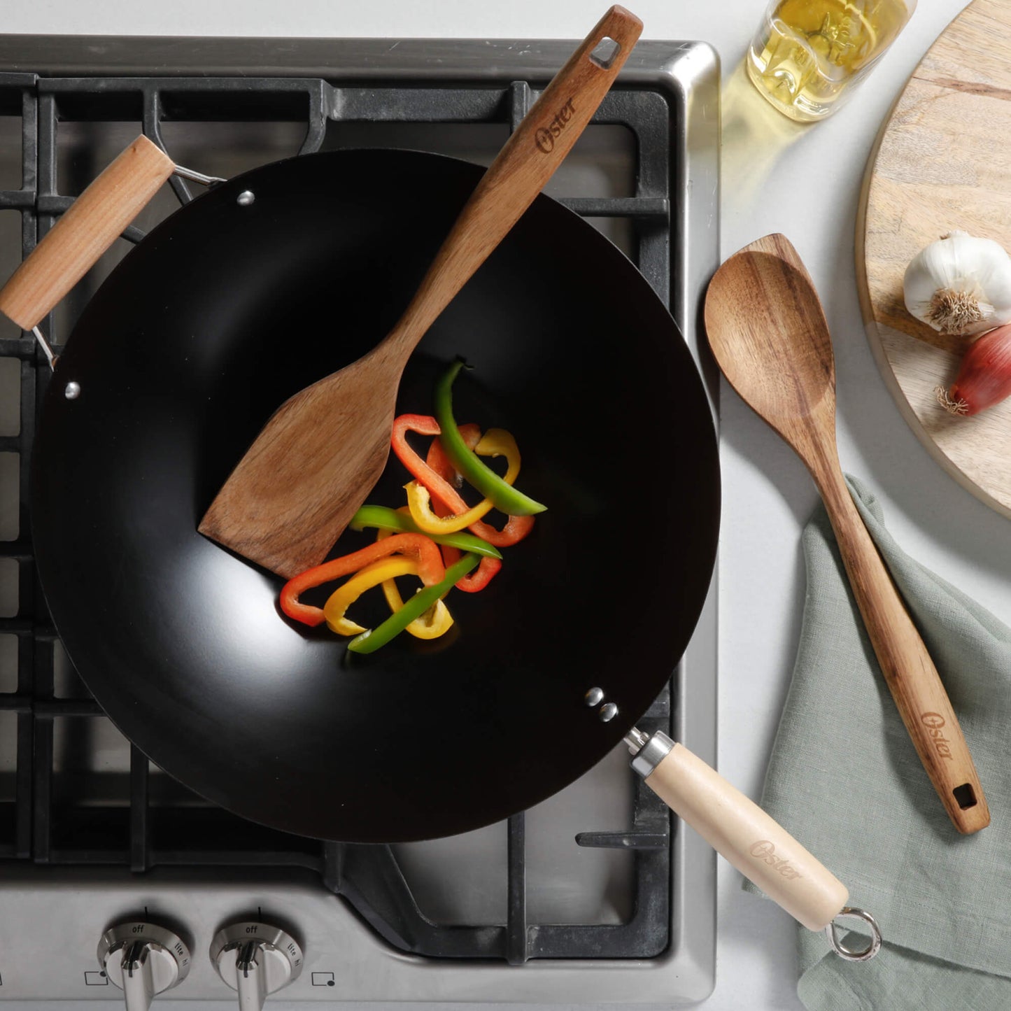 Wok Carbon Steel Findley 35 cm Oster1#Negro