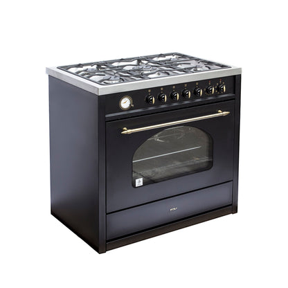 Cocina a Gas Deluxe Vintage 90 5 Quemadores FDV-Kitchen Center