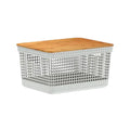 Cesta Grid Con Tapa De Bambú 8 Lts Ou2#Blanco