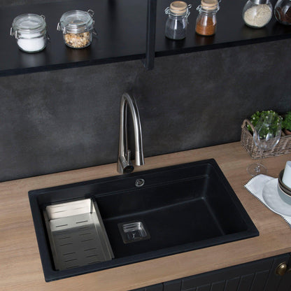 Lavaplatos Sobre Cubierta Deluxe Granito Negro FDV-Kitchen Center