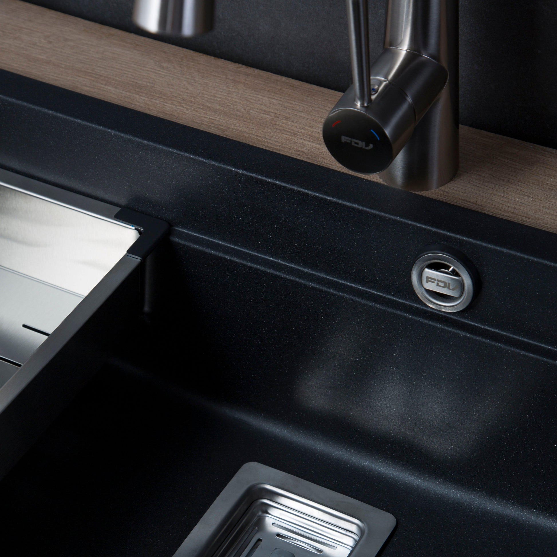 Lavaplatos Sobre Cubierta Deluxe Granito Negro FDV-Kitchen Center