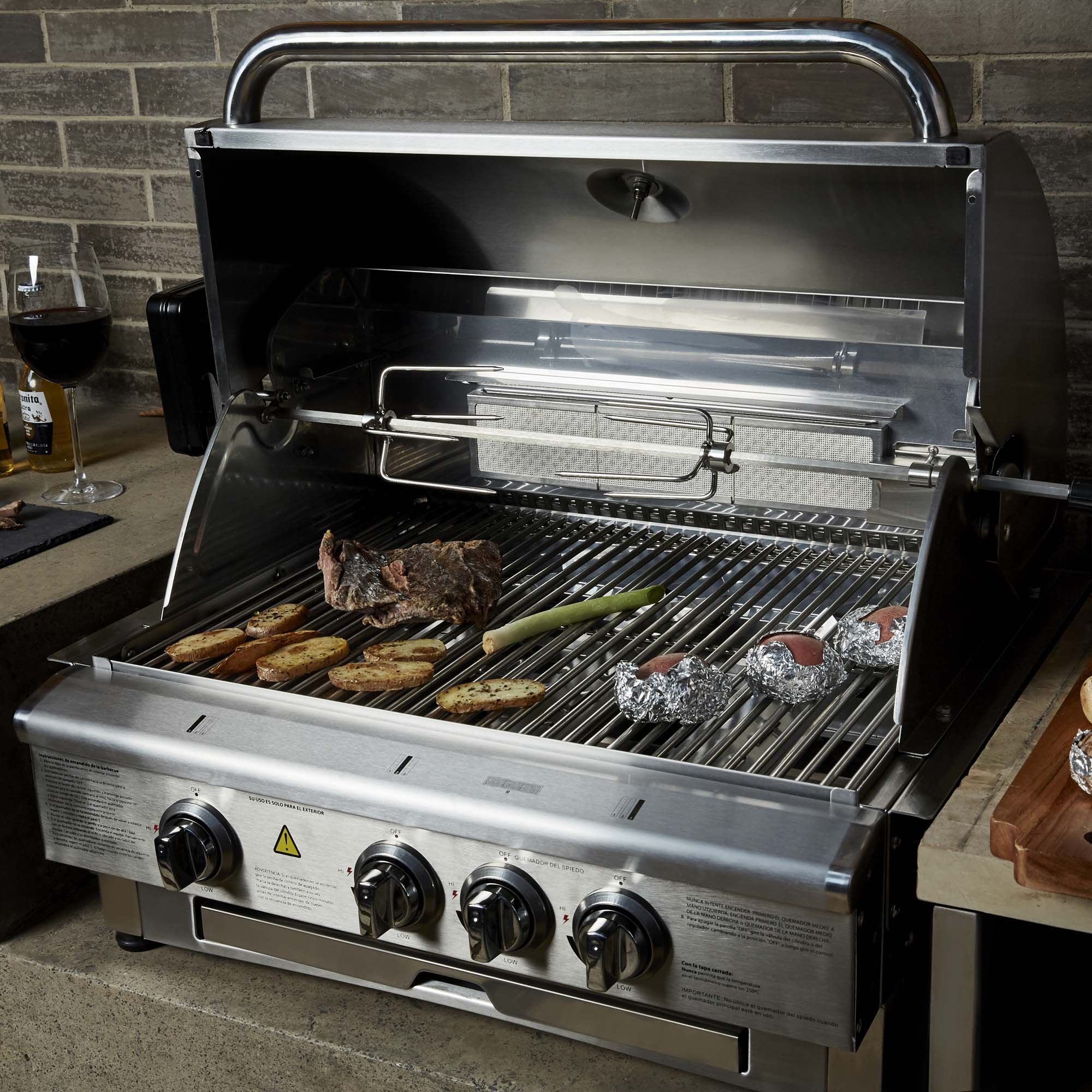 Parrilla Deluxe 3Q Gas Licuado + Spiedo FDV-Kitchen Center