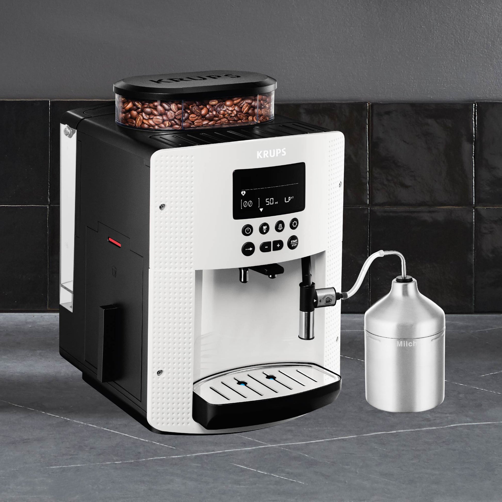 Cafetera Espresso Full Auto Display Blanca + Lechero Krups3#Blanco