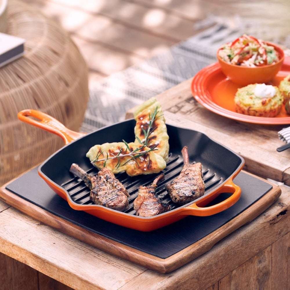 Sartén Grill Cuadrada 26cm Hierro Fundido Le Creuset6#Naranjo