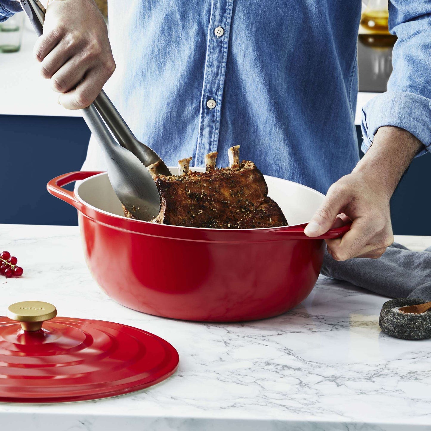 Olla Cocotte Ovalada Air 30x23 Cm Tefal2#Rojo