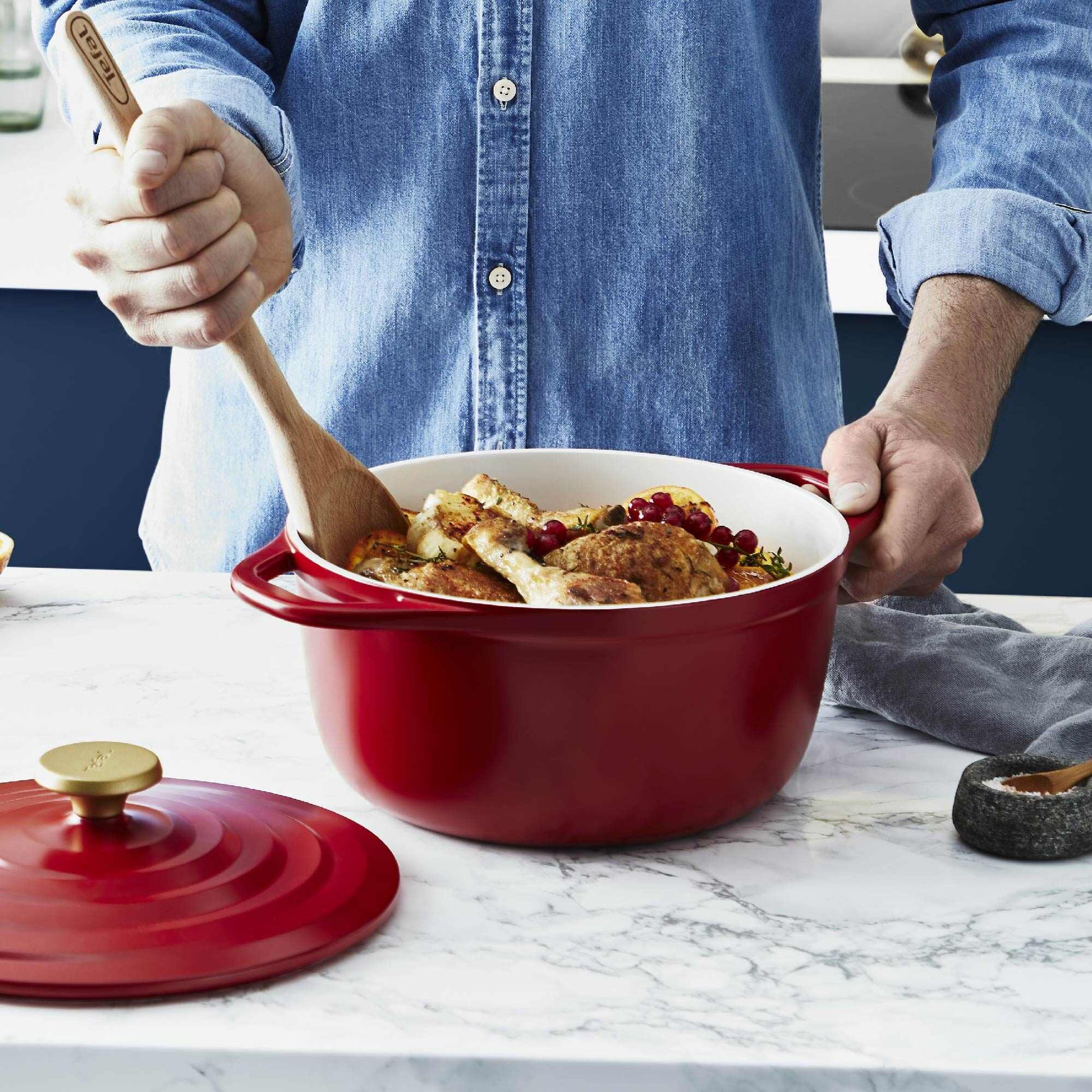 Olla Cocotte Air 24 Cm Tefal4#Rojo