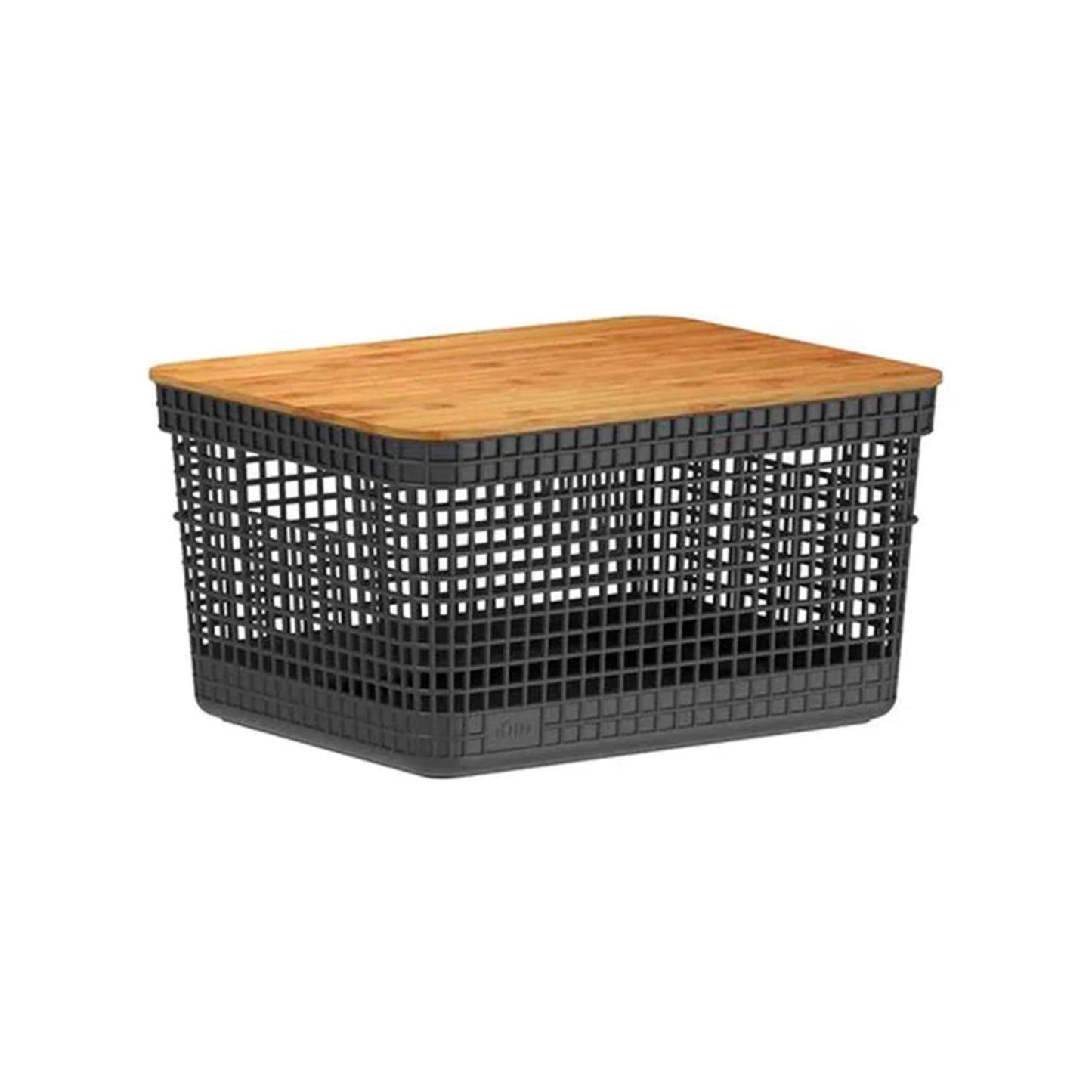 Cesta Grid Con Tapa De Bambú 8 Lts Ou1#Negro