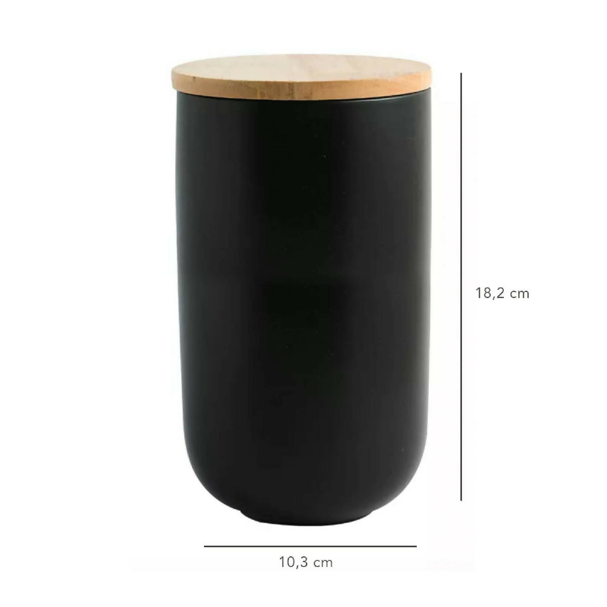 Contenedor Cerámica Hermético Tapa Madera L Simplit7#Negro