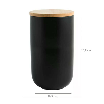 Contenedor Cerámica Hermético Tapa Madera L Simplit7#Negro