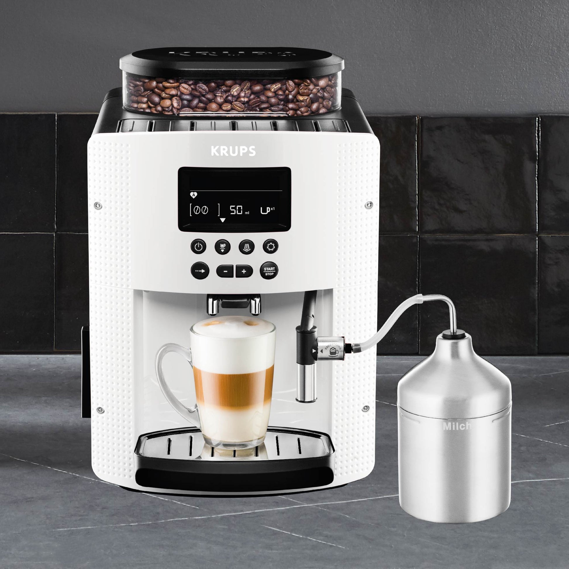 Cafetera Espresso Full Auto Display Blanca + Lechero Krups1#Blanco