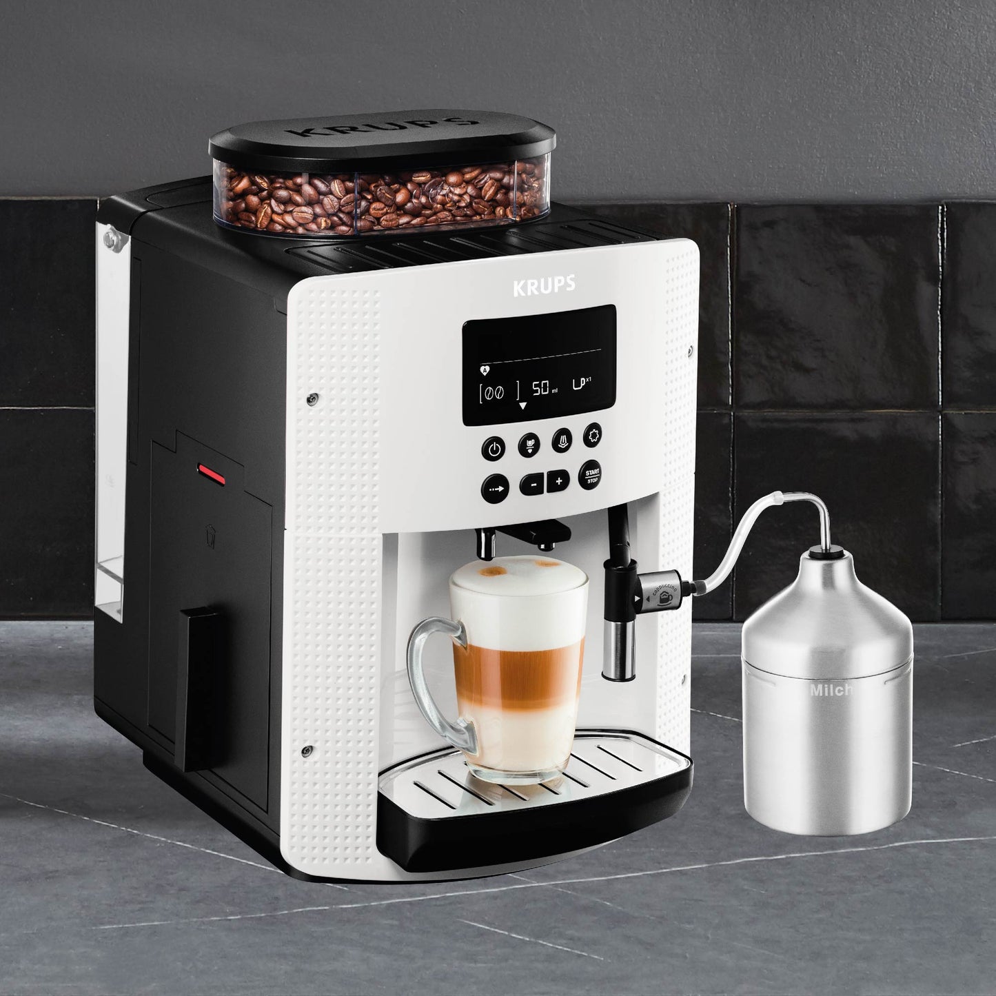 Cafetera Espresso Full Auto Display Blanca + Lechero Krups6#Blanco