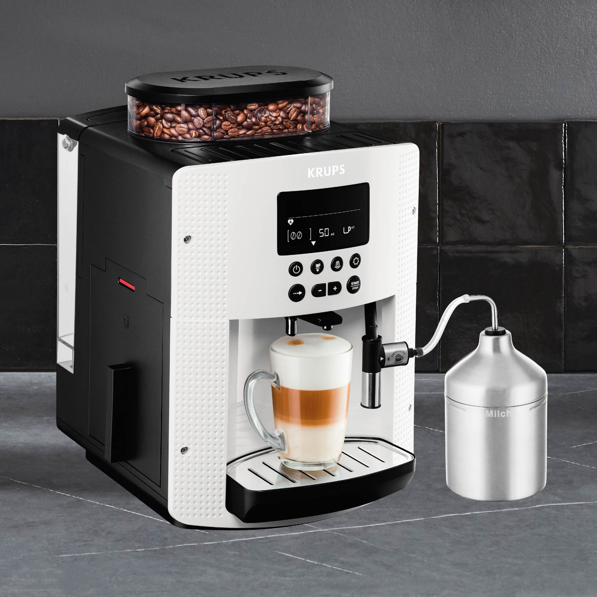 Cafetera Espresso Full Auto Display Blanca + Lechero Krups6#Blanco