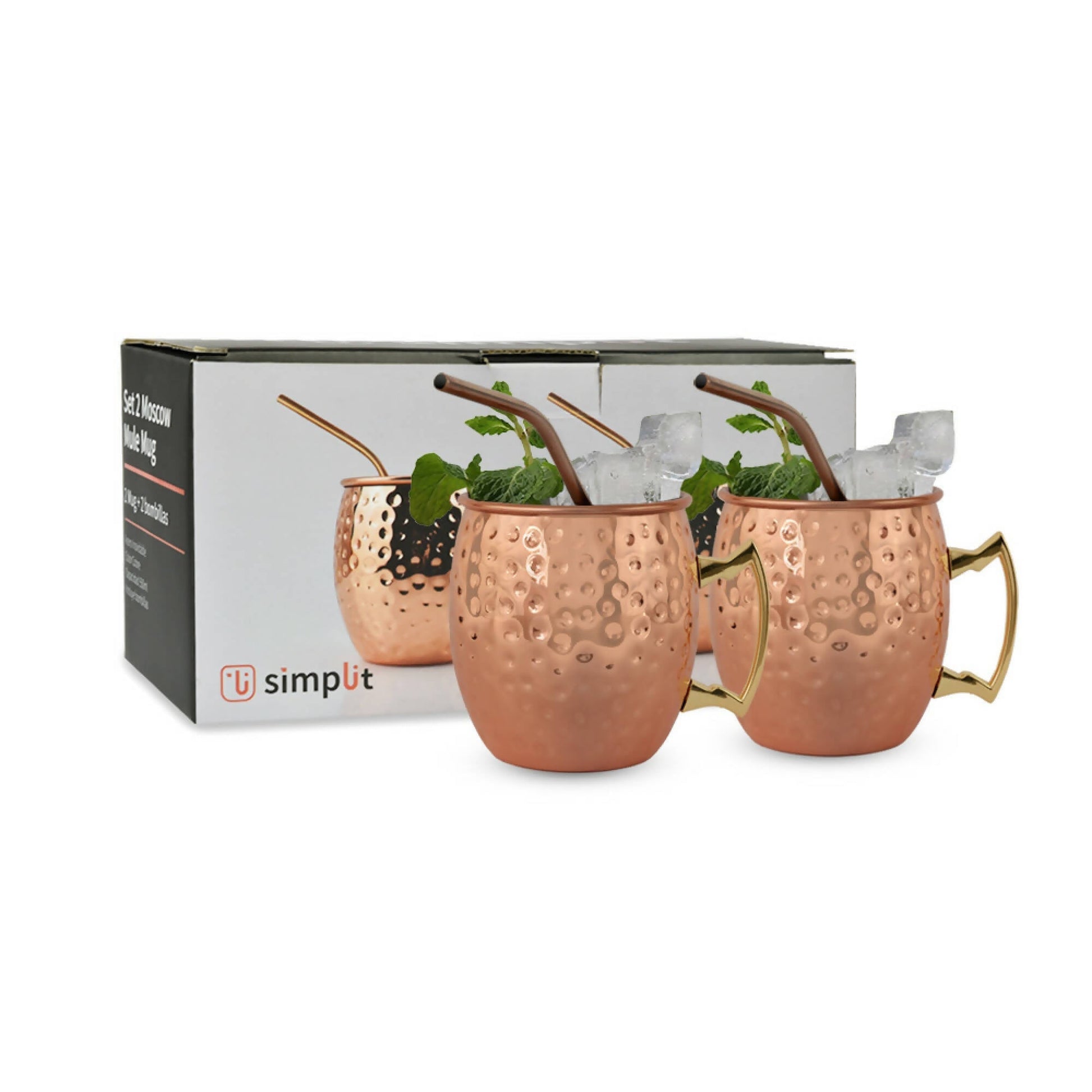 Set 2 Vasos Moscow Mule Mug Cobre + Bombillas Simplit4#Cobre