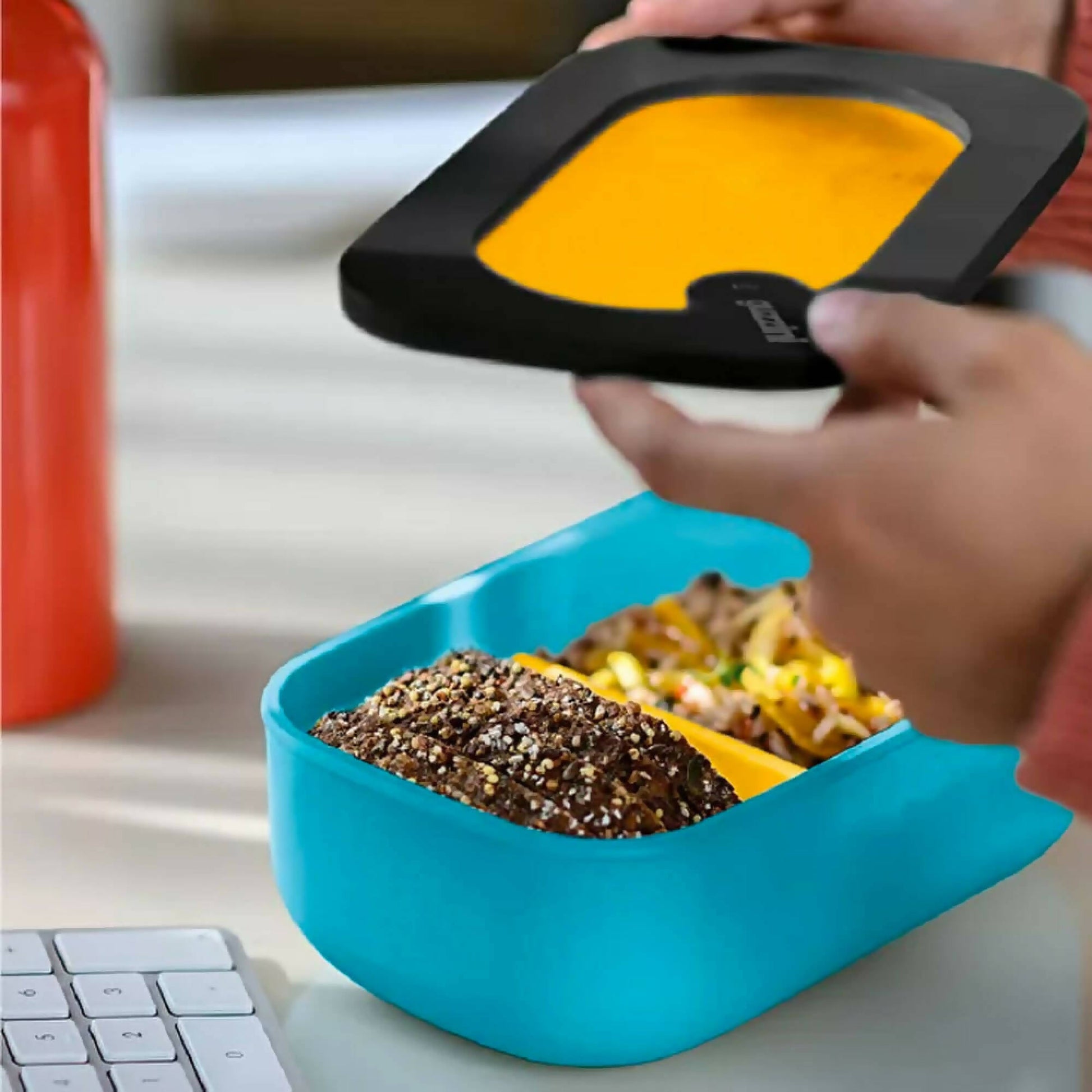 Lunch Box Con Cubiertos4#Celeste