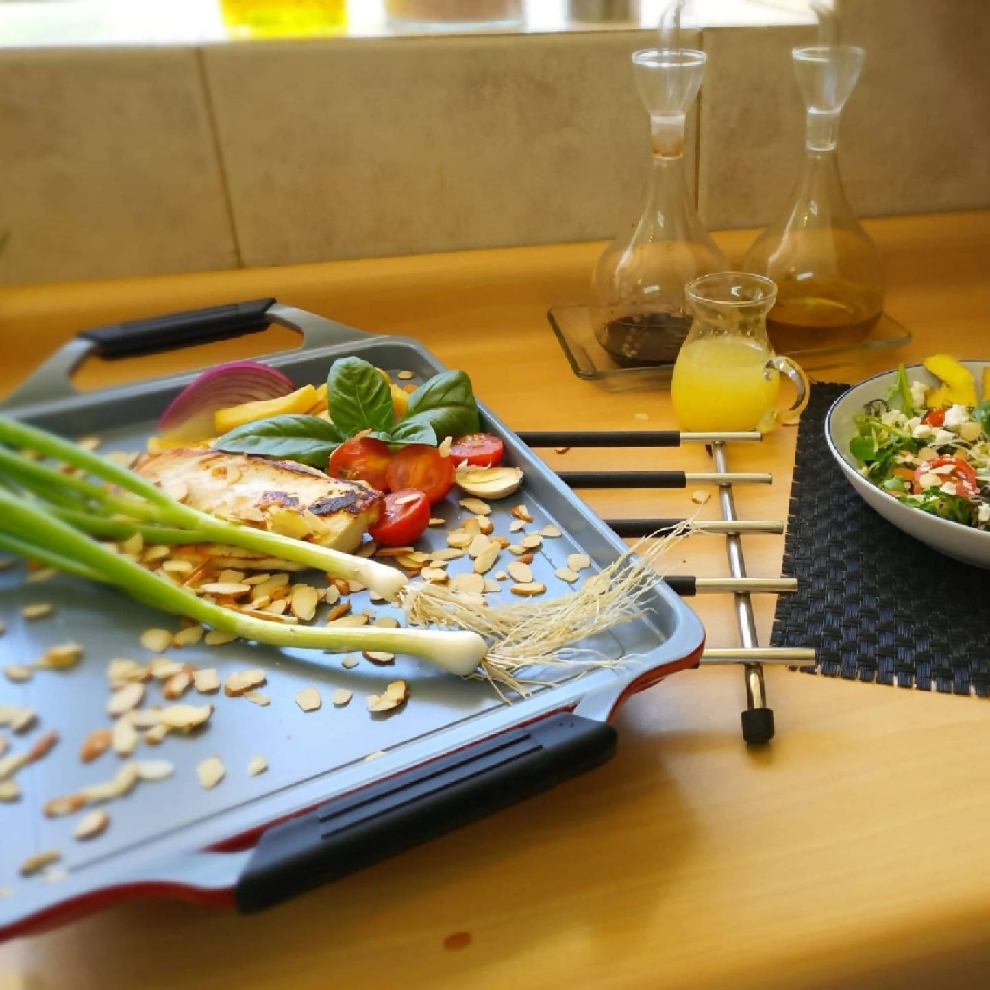 Set Protector Mesa + Bandeja Asadora2#Rojo