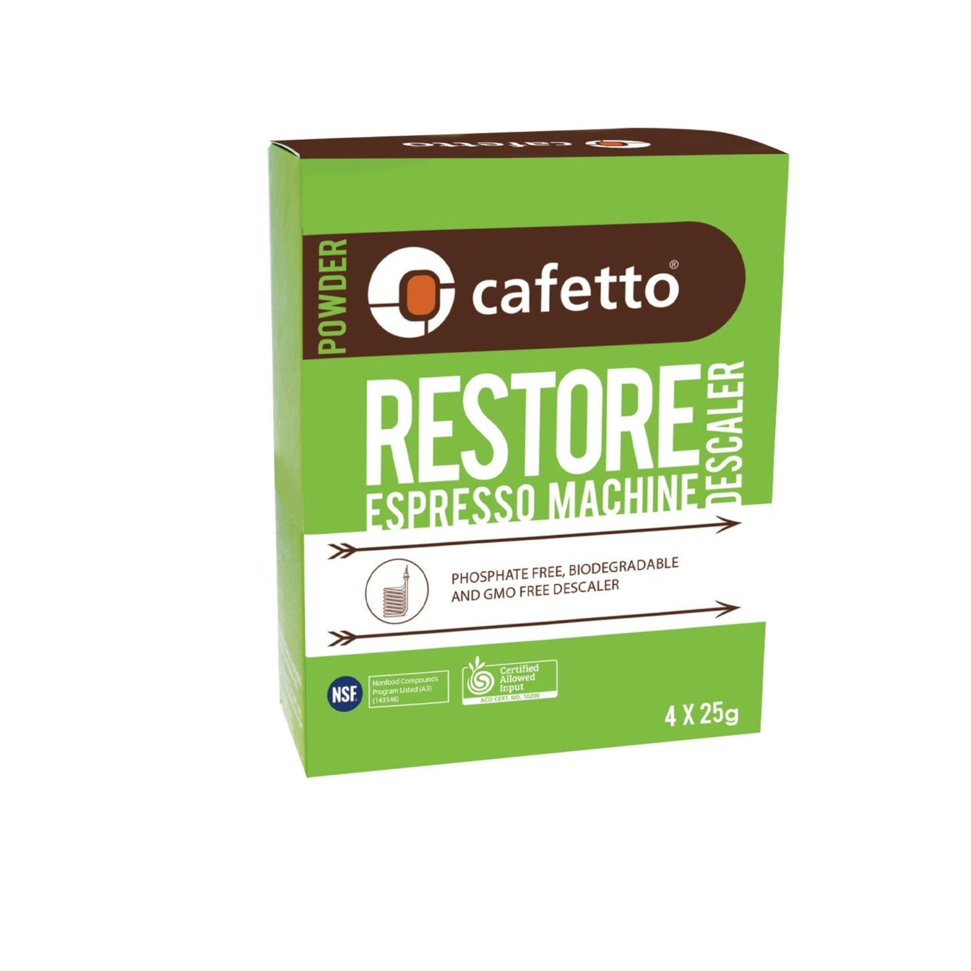 Restore Descaler Caja 4 x 25g Sachet Cafetto1#Blanco