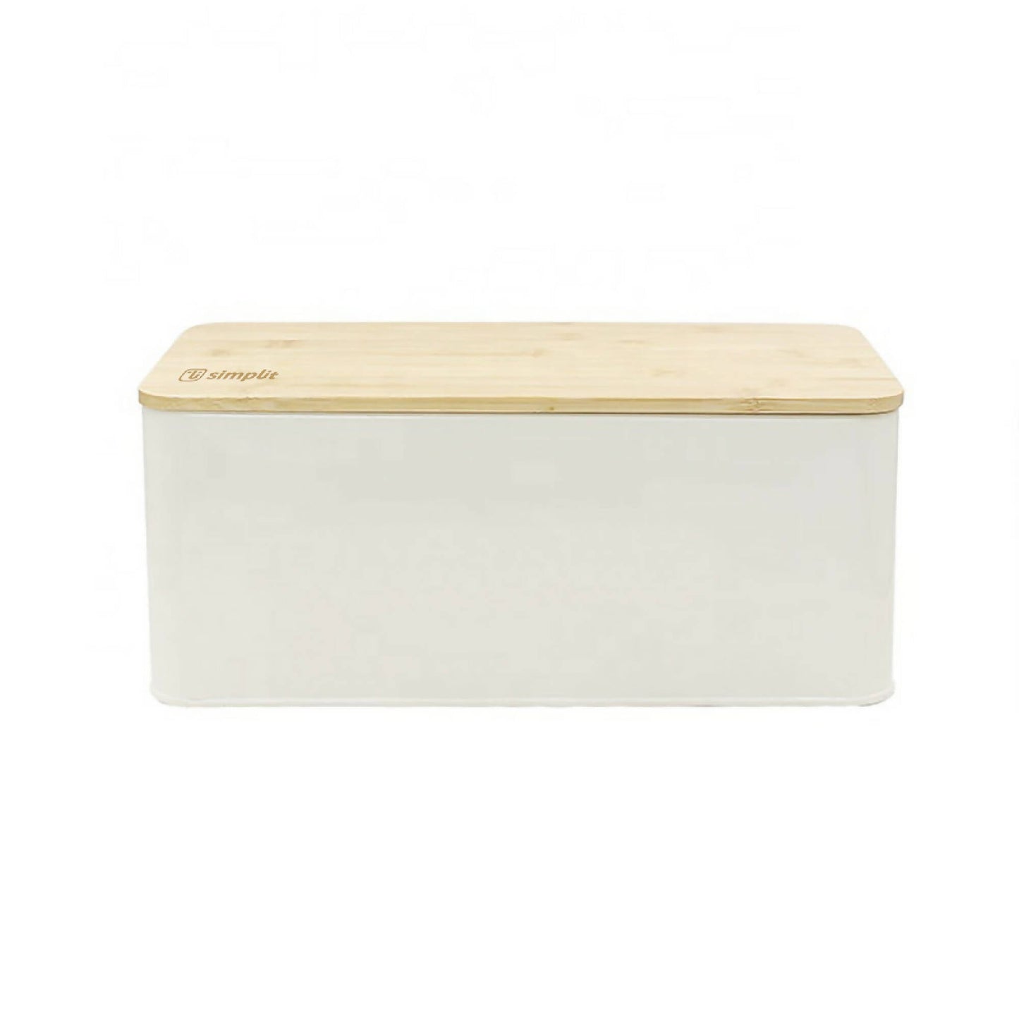 Panera Metálica con Tapa Bamboo Simplit2#Blanco