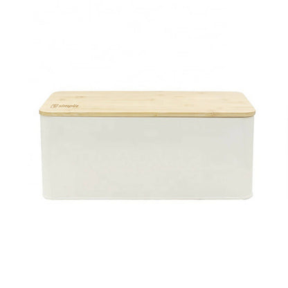 Panera Metálica con Tapa Bamboo Simplit2#Blanco