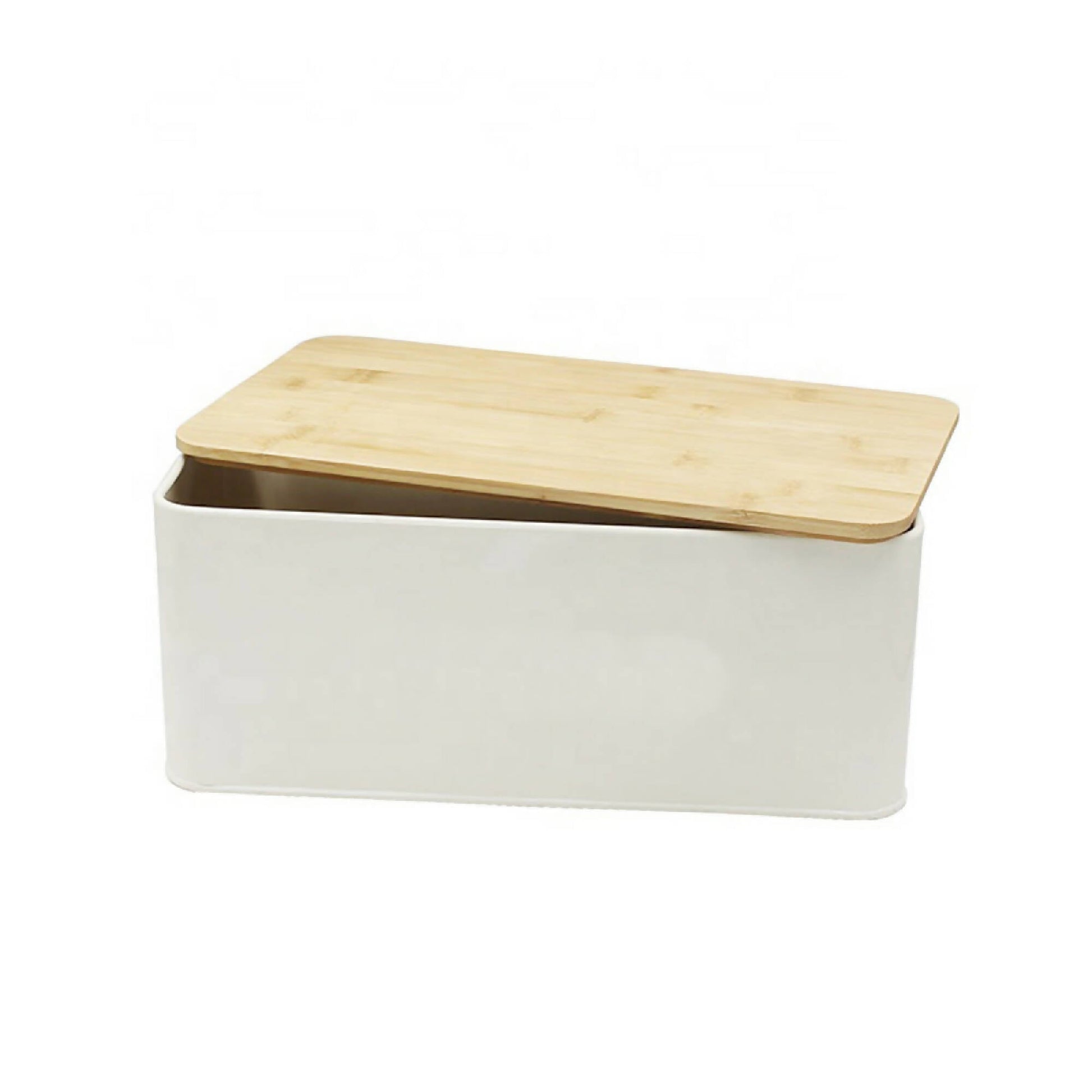 Panera Metálica con Tapa Bamboo Simplit5#Blanco