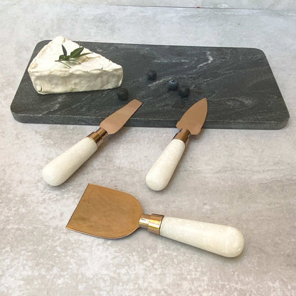 Cuchillos Queso Cobre Mármol3#Blanco