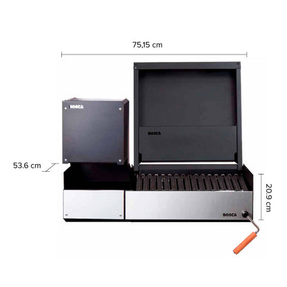 Pack Parrilla Carbón Block Grill 500 + Pack Leñero 250 Bosca5#Acero