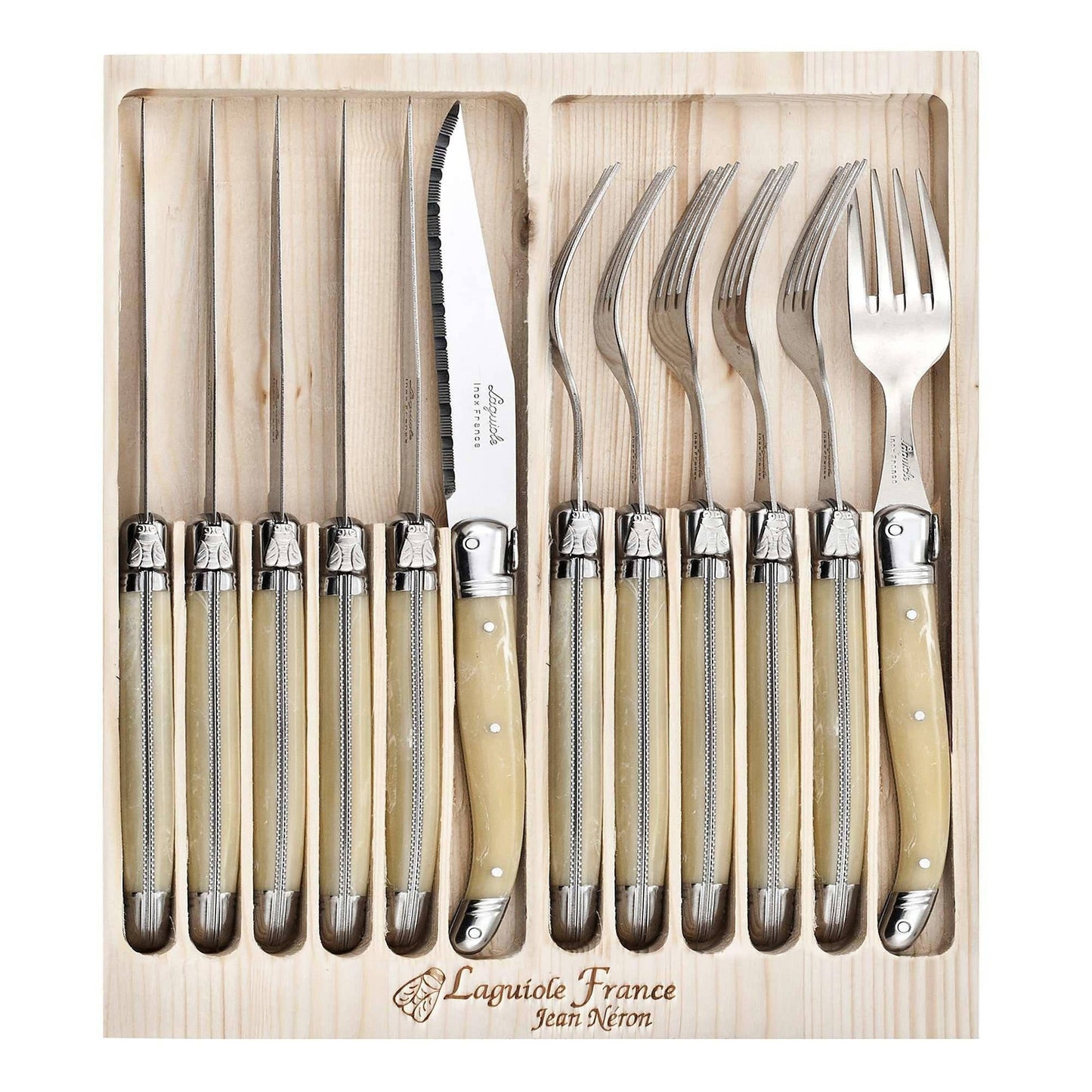 Set 6 Cuchillos y 6 Tenedores Jean Nerón Laguiole3#Beige