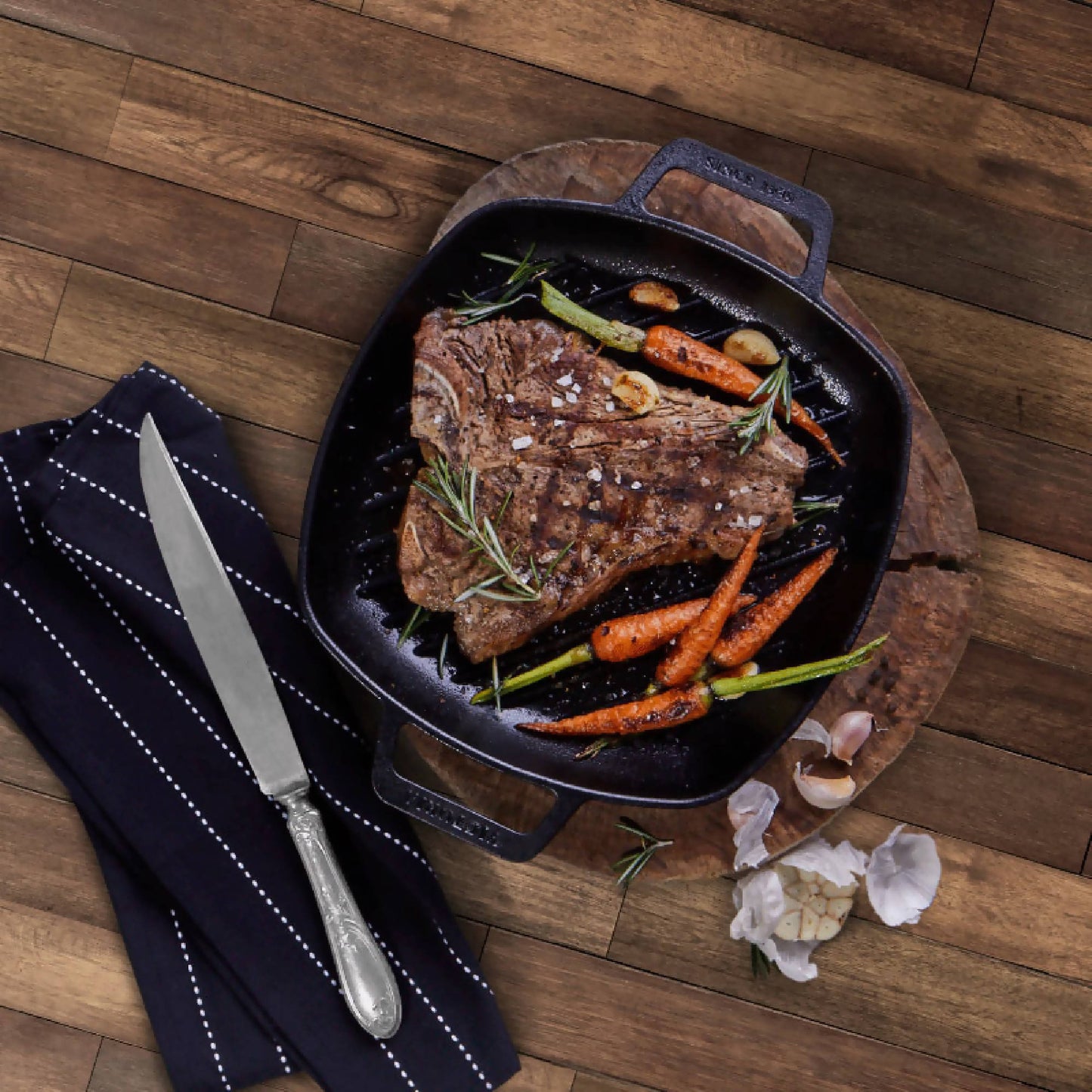 Grill Rectangular Doble Asa 26 cm Precurada1#Negro