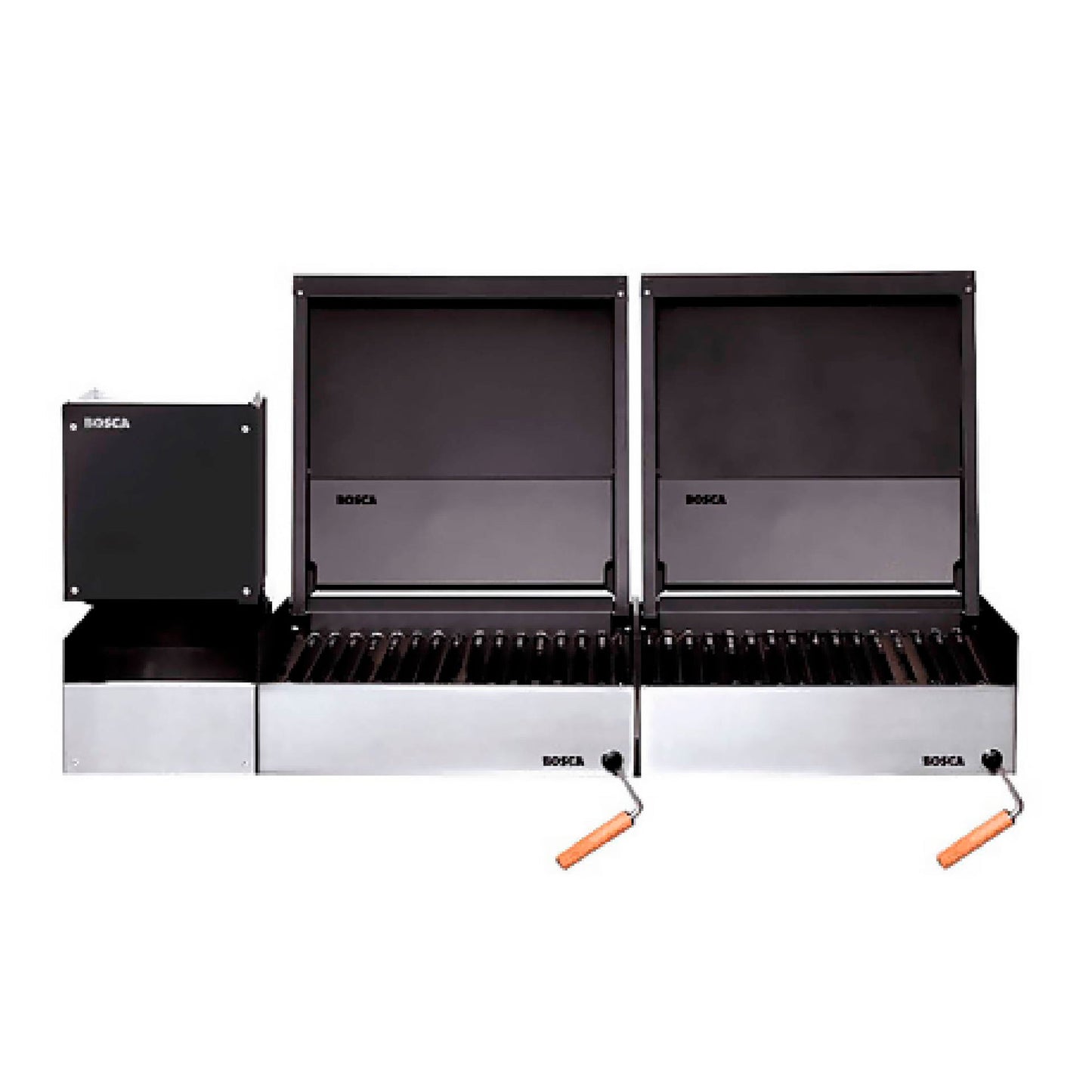 Pack Parrilla Carbón Block Grill 500 + Block 500 + Leñero 250 Bosca3#Acero