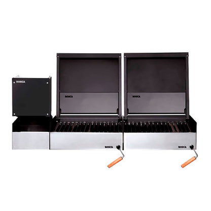 Pack Parrilla Carbón Block Grill 500 + Block 500 + Leñero 250 Bosca3#Acero