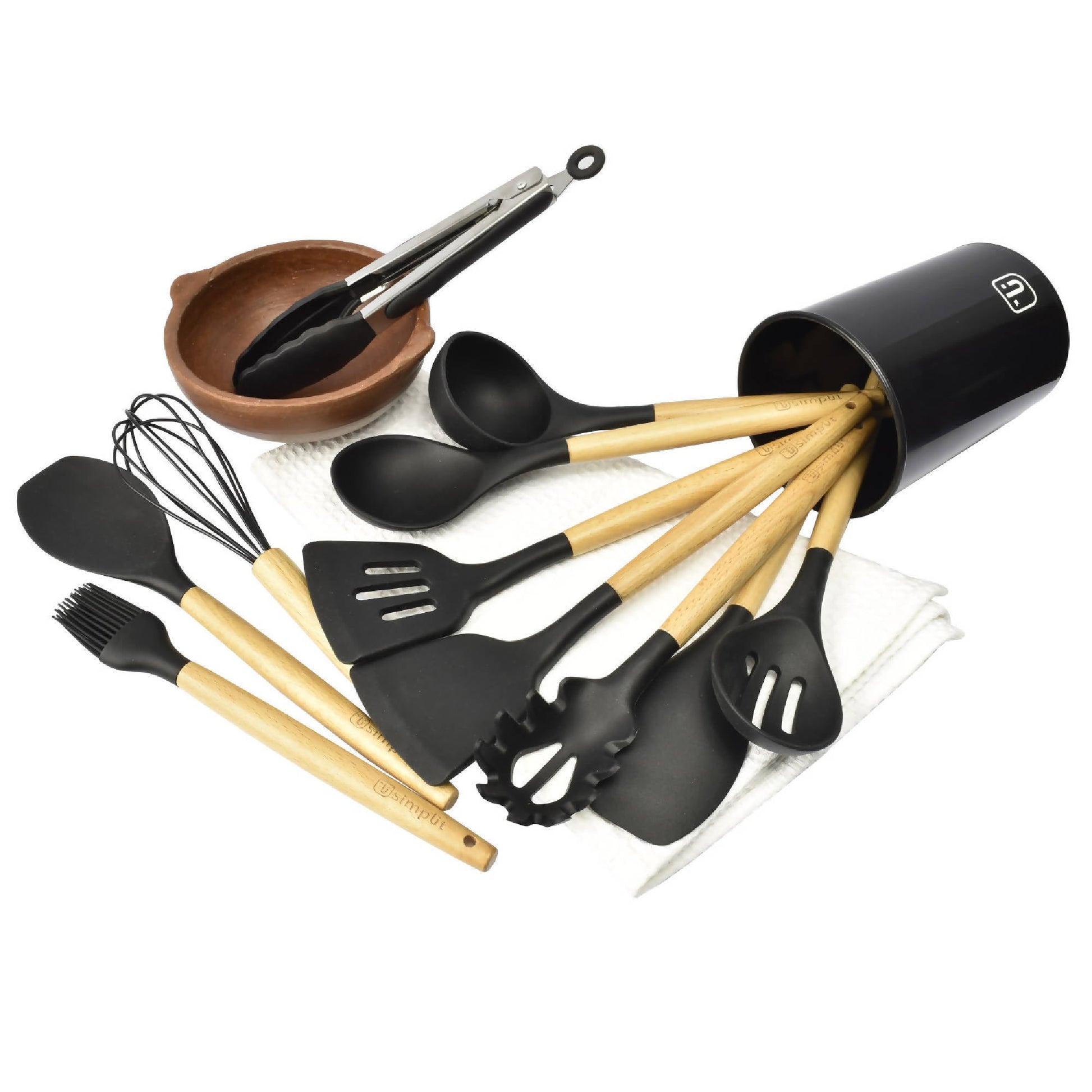 Set 12 Utensilios De Cocina Silicona Simplit10#Negro