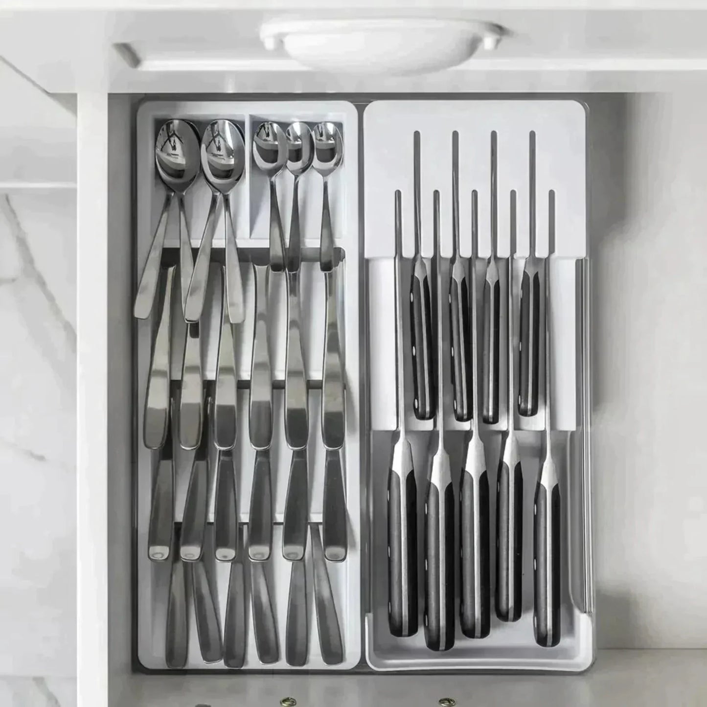 Organizador De Cuchillo y Cubiertos Clear Ou4#Blanco