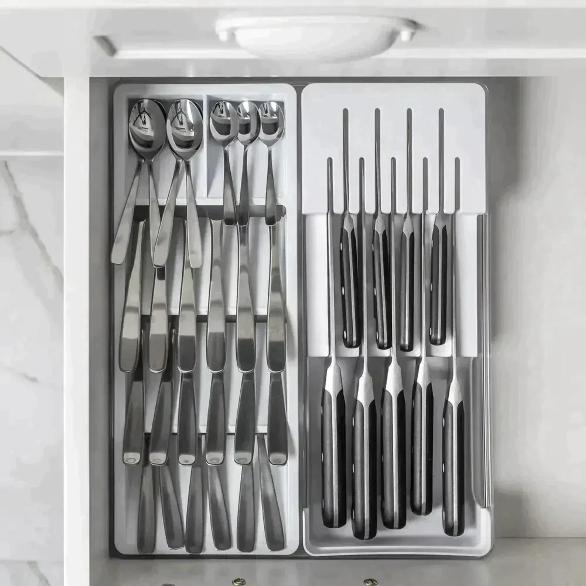 Organizador De Cuchillo y Cubiertos Clear Ou4#Blanco