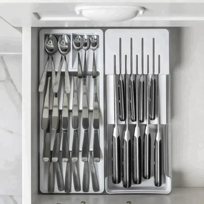 Organizador De Cuchillo y Cubiertos Clear Ou4#Blanco