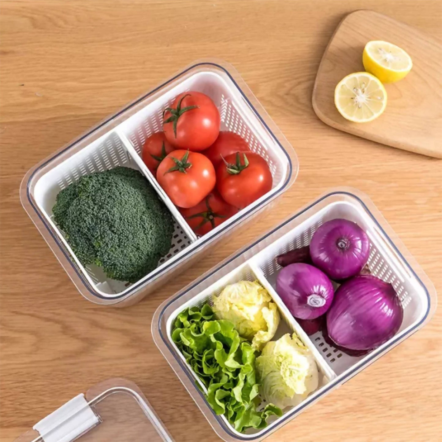 Caja Organizadora Refrigerador con Cesta Grande Simplit4#Blanco