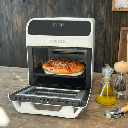 Freidora De Aire Y Horno De Pizza 12 Lts + Piedra Y Cortador Pizza  Osoji3#Blanco
